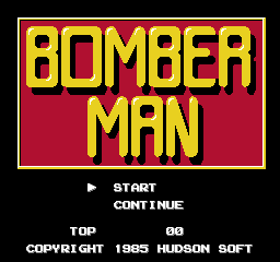 Bomberman title screen for NES